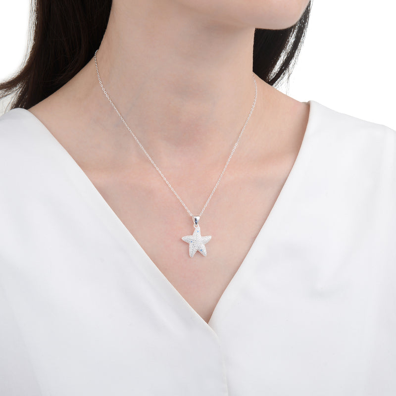 Collar estrella con circones - Plata