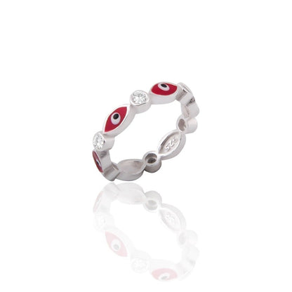 Anillo ojo turco rojo - Plata