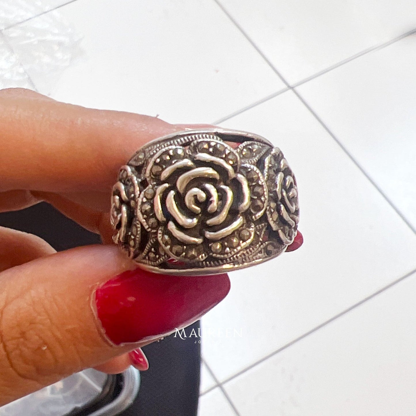 Anillo rosas marquesita - Plata