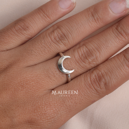 Anillo luna plana - Plata