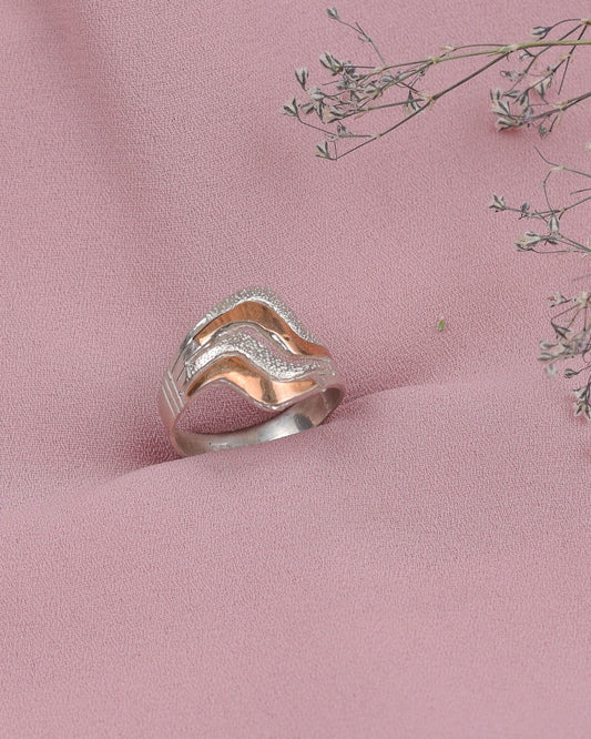 Anillo ondeado - Plata/Oro