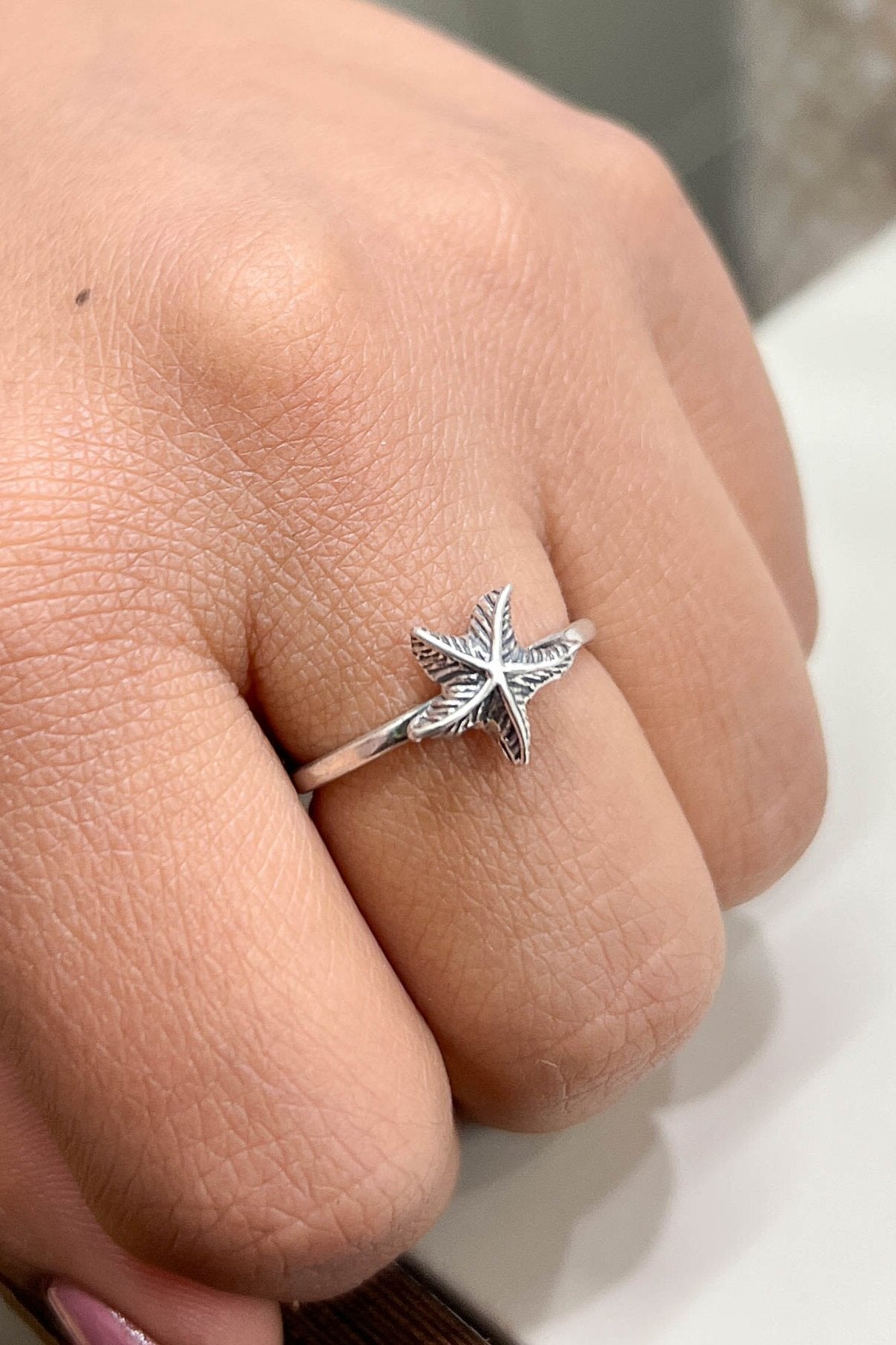 Anillo estrella de mar pequeña - Plata