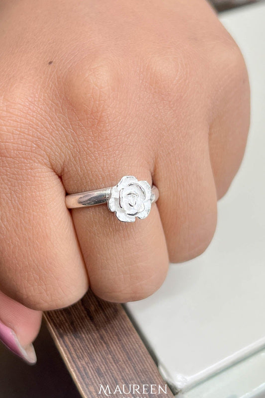 Anillo rosa de papel - Plata