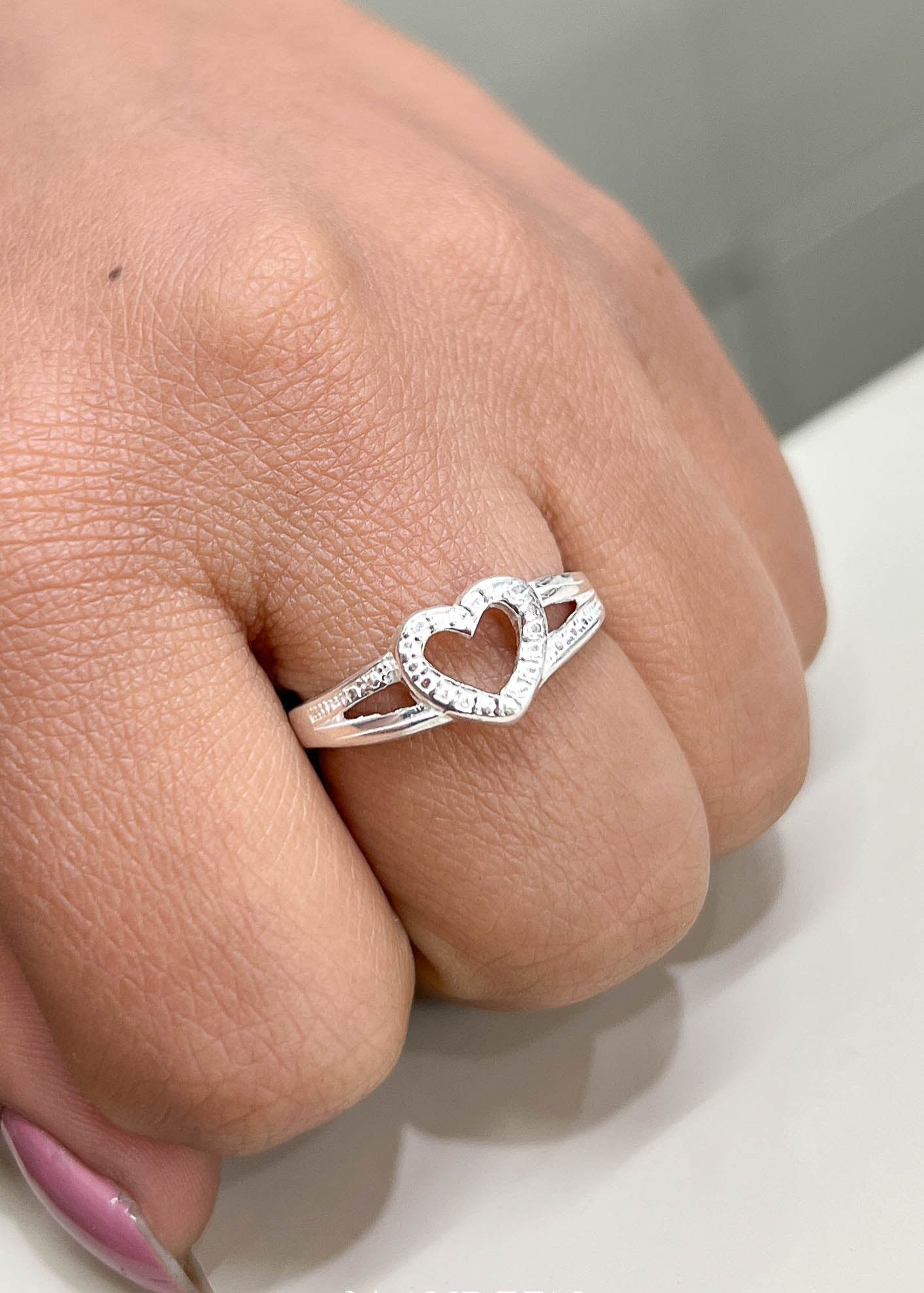 Anillo corazón calado - Plata