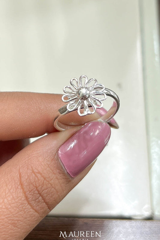 Anillo margarita - Plata quemada