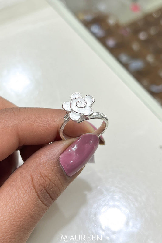 Anillo flor remolino - Plata