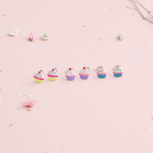 Arete cupcakes para niñas - Plata