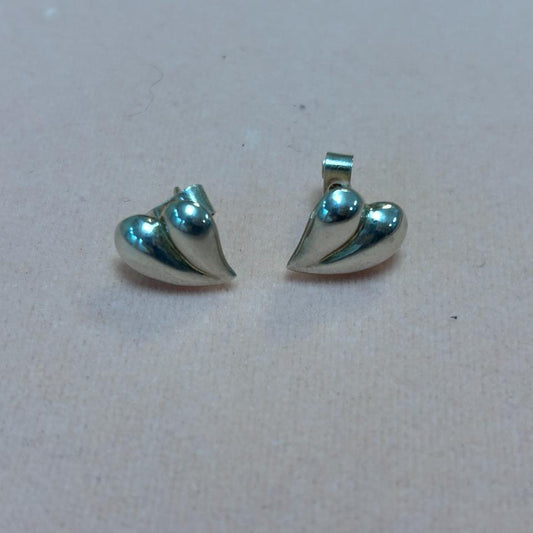 Arete corazon ladeado bombacho - Plata