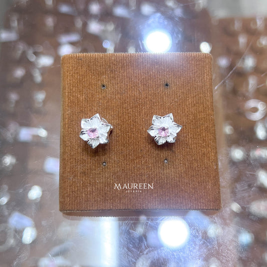 Arete flor con puntas - Plata