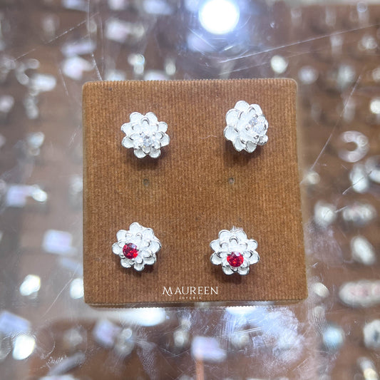 Arete flor circones - Plata