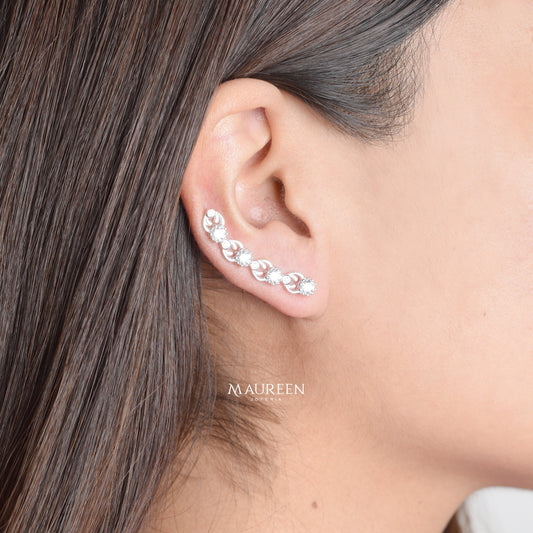 Arete trepador con circones - Plata