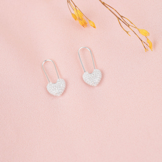 Arete corazon con mini circones  - Plata