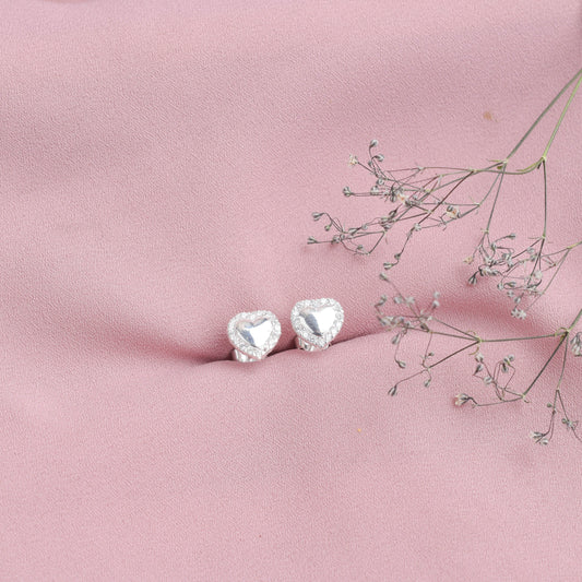 Arete corazón con mini circones - Plata