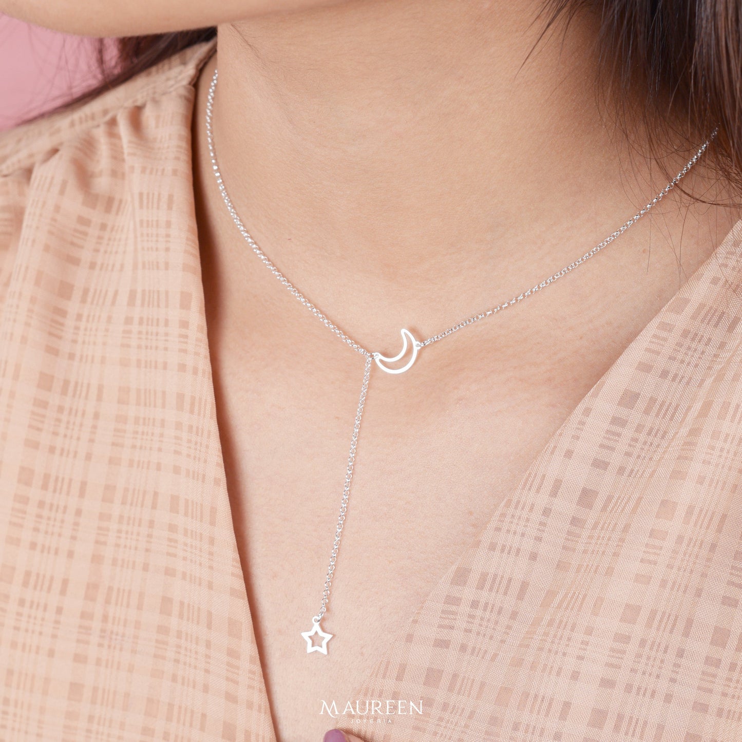 Collar con luna y estrella - Plata