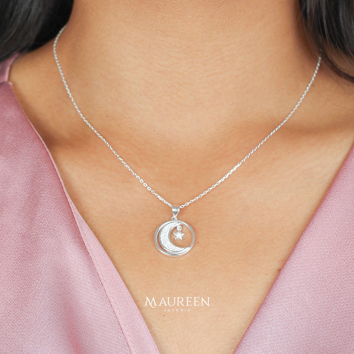 Collar luna y estrella - Plata