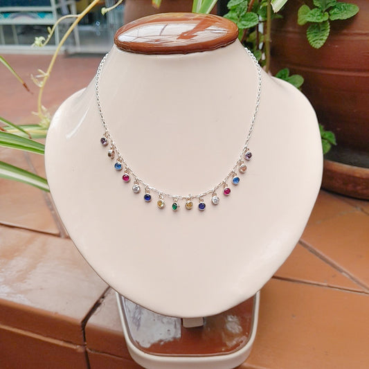 Collar circones de colores - Plata