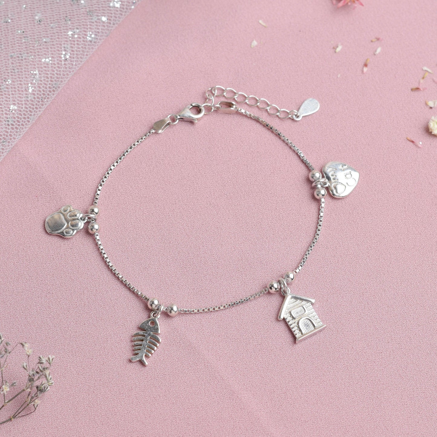 Pulsera con dijes de mascota - Plata