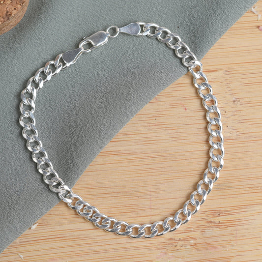 Pulsera hombre cadena lomo delgada - Plata