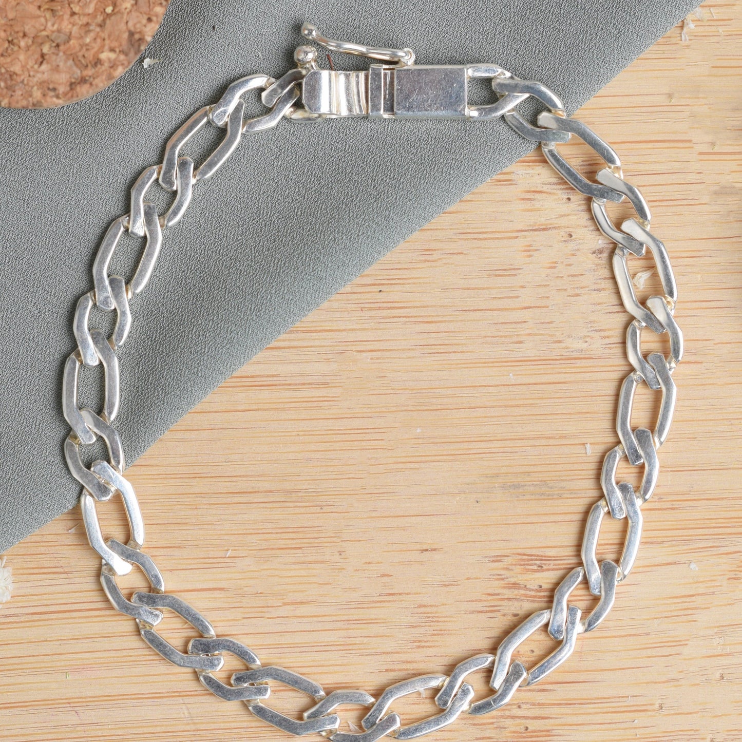 Pulsera hombre cadena hexagonal  Plata