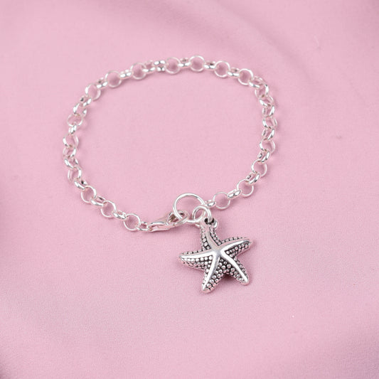 Pulsera estrella de mar - Plata quemada