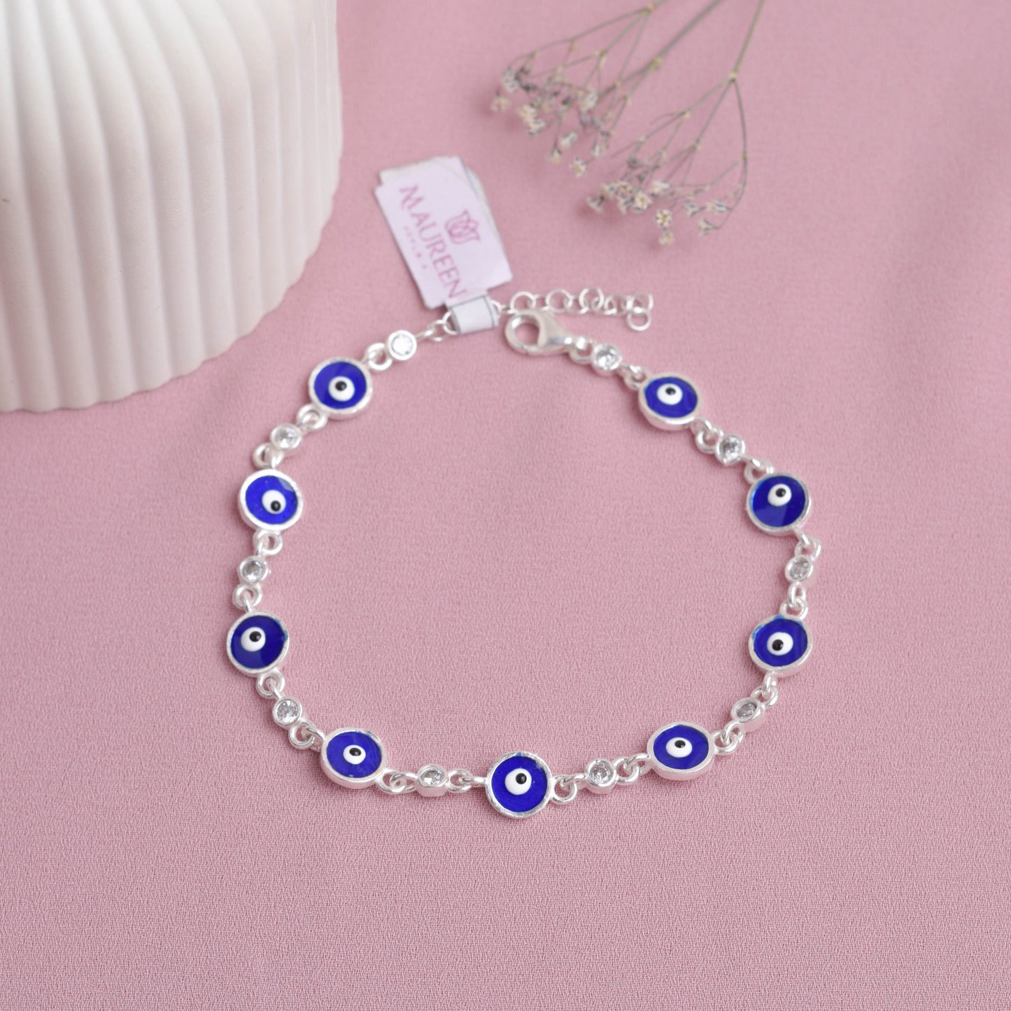 Pulsera ojos turcos azules -  Plata