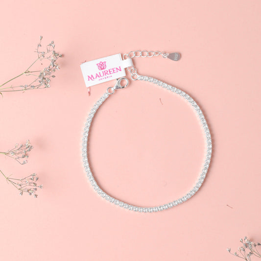 Pulsera tennis blanca - Plata