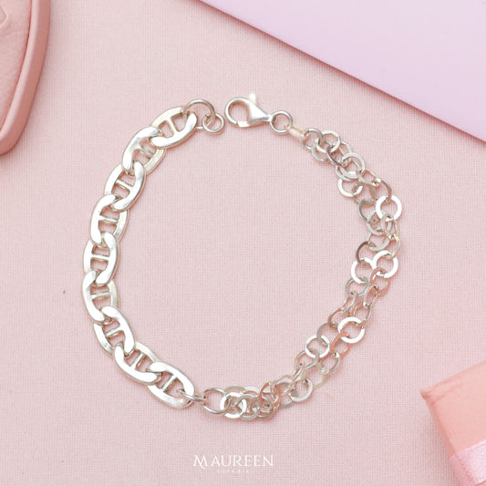 Pulsera mitad gucci y martillada - Plata