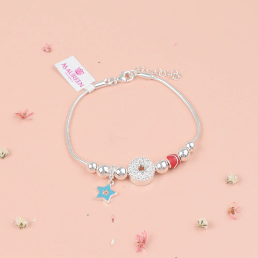 Pulsera cola de ratón con dije estrella - Plata