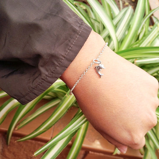 Pulsera dije delfin - Plata