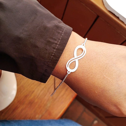 Pulsera infinito con cadena - Plata