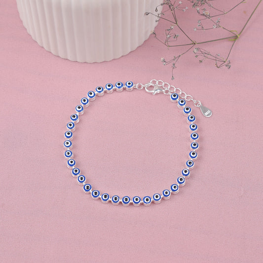 Pulsera ojo turco azules -  Plata