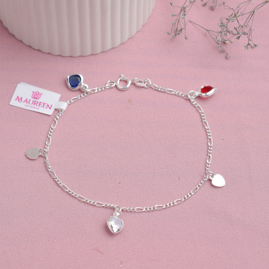 Pulsera dije corazón y estrella - Plata