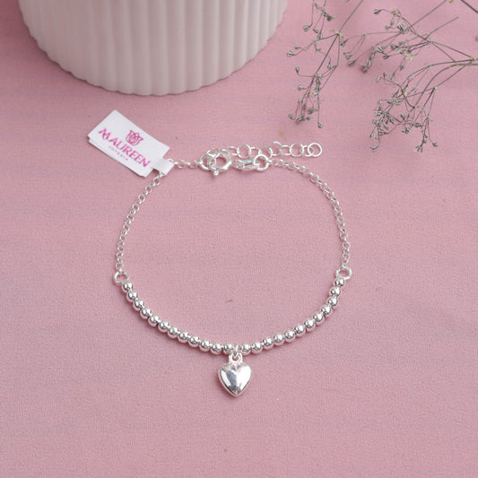 Pulsera dije corazón - Plata