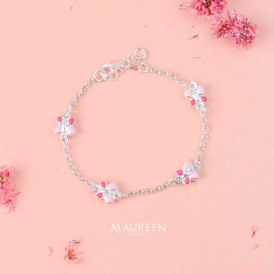 Pulsera para niñas mariposas- Plata