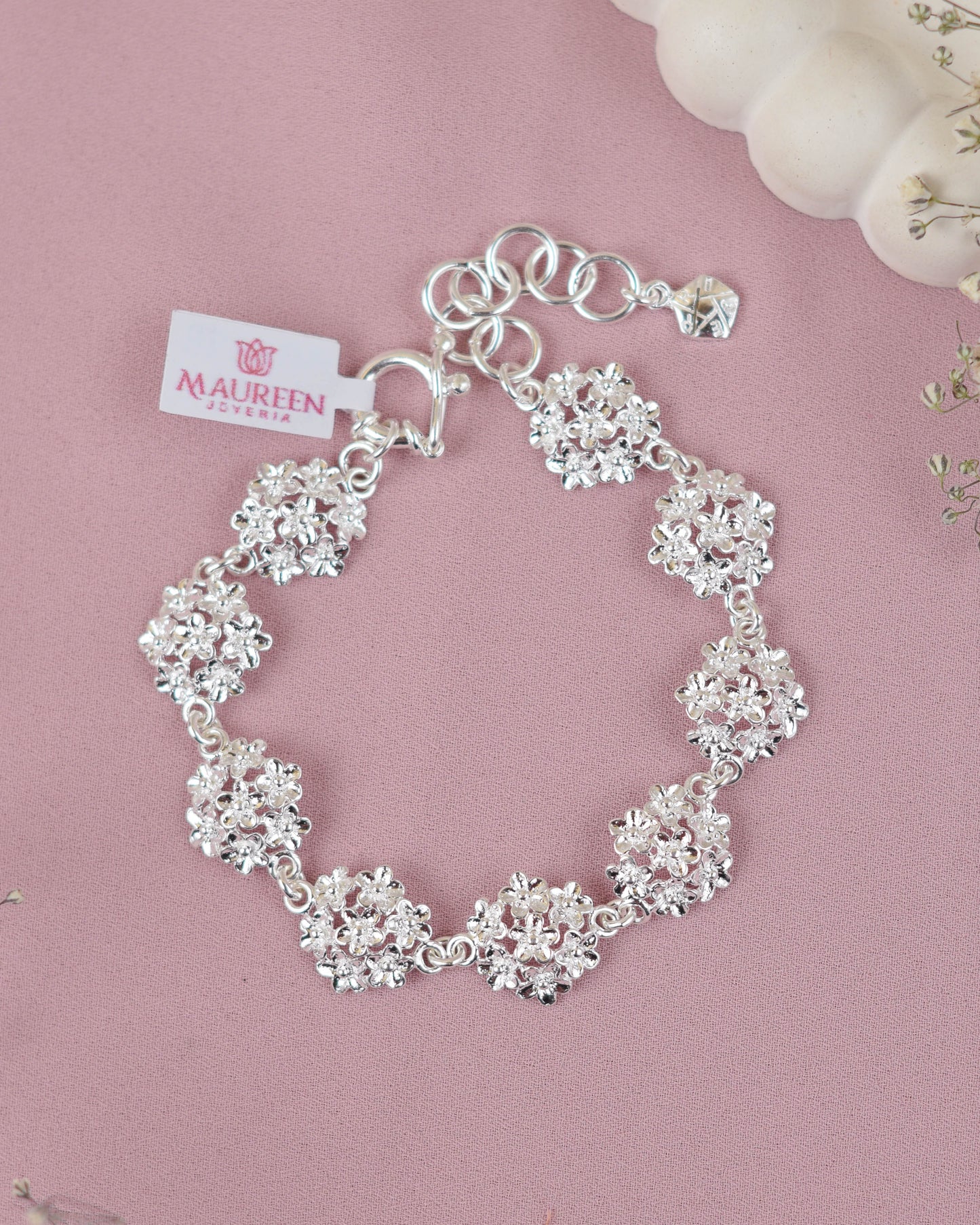 Pulsera flores filigrana - Plata