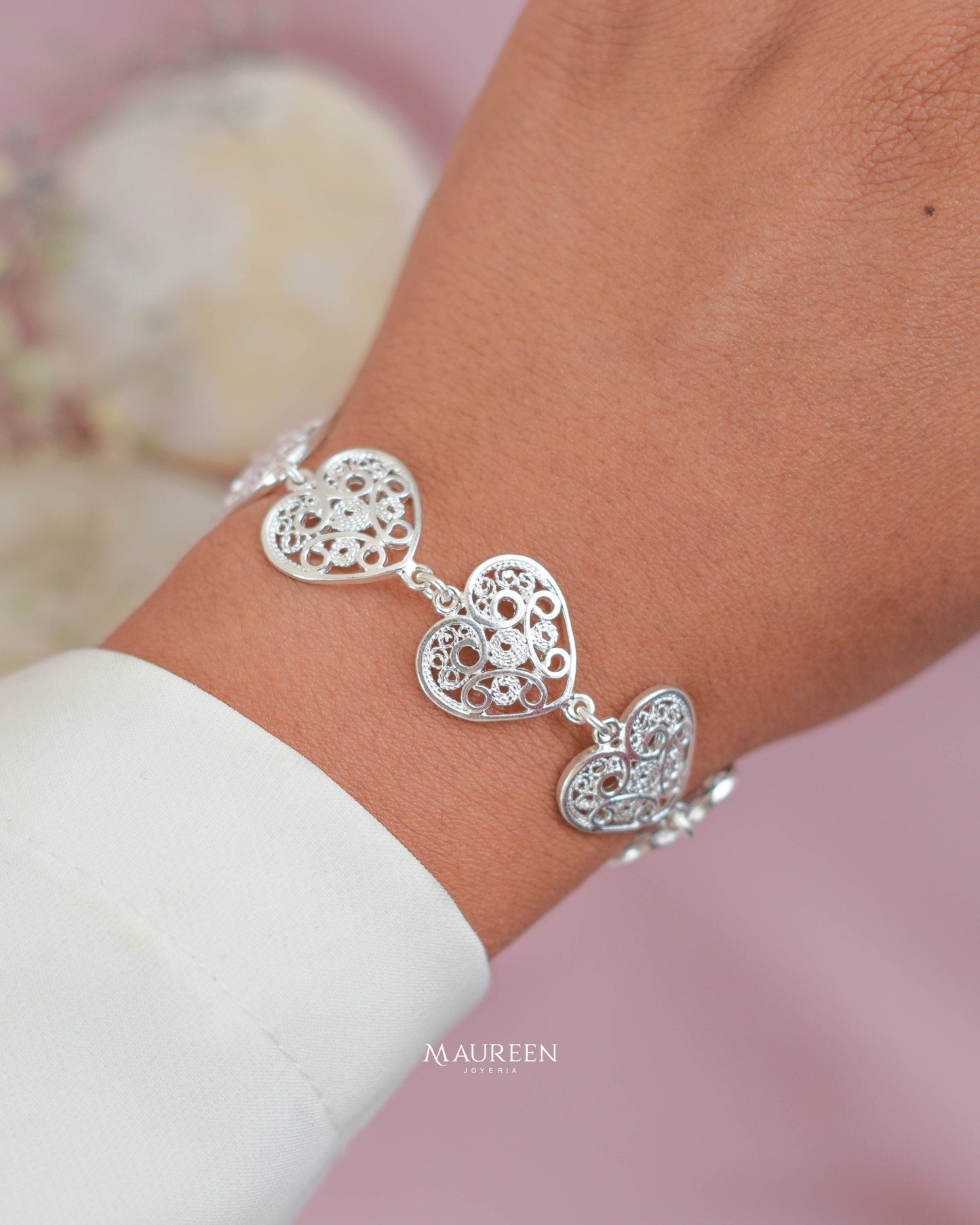 Pulsera corazon filigrana - Plata