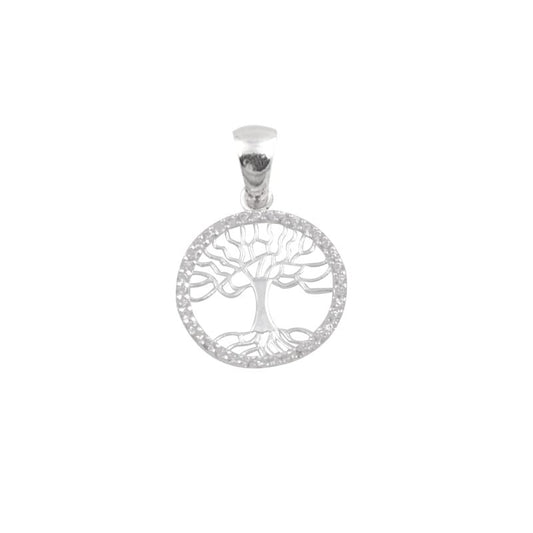 Dije de arbol de la vida circular circones  - Plata